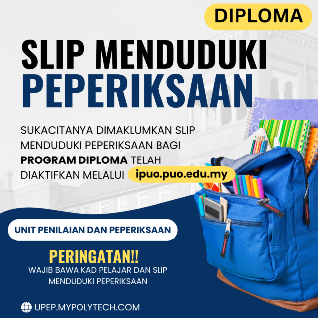 [HEBAHAN] MAKLUMAN SLIP MENDUDUKI PEPERIKSAAN